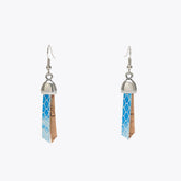 Earrings in Natural Cork - Blue Snake Pattern